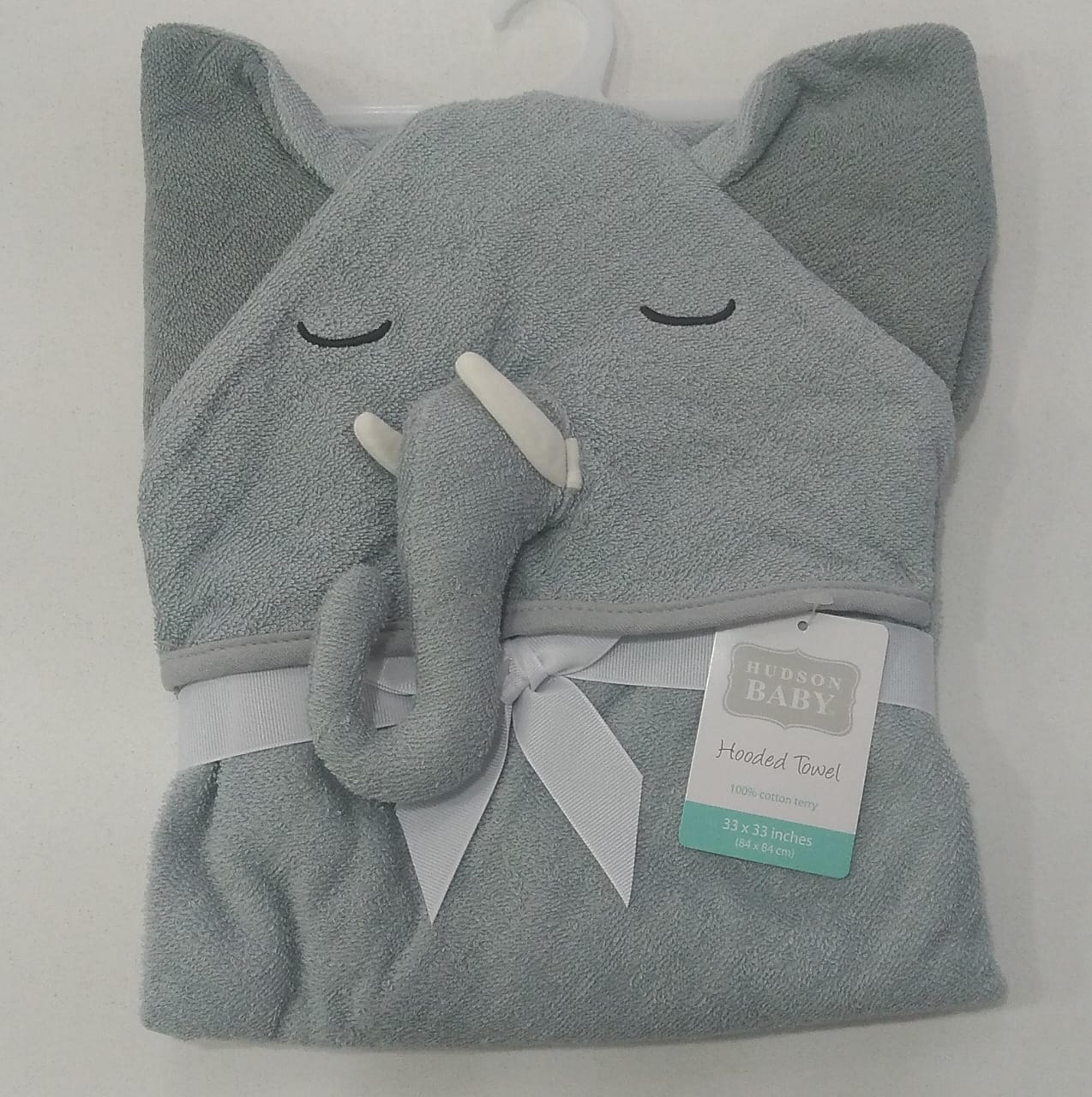 Hudson baby elephant print hooded towel – Babytime Ltd