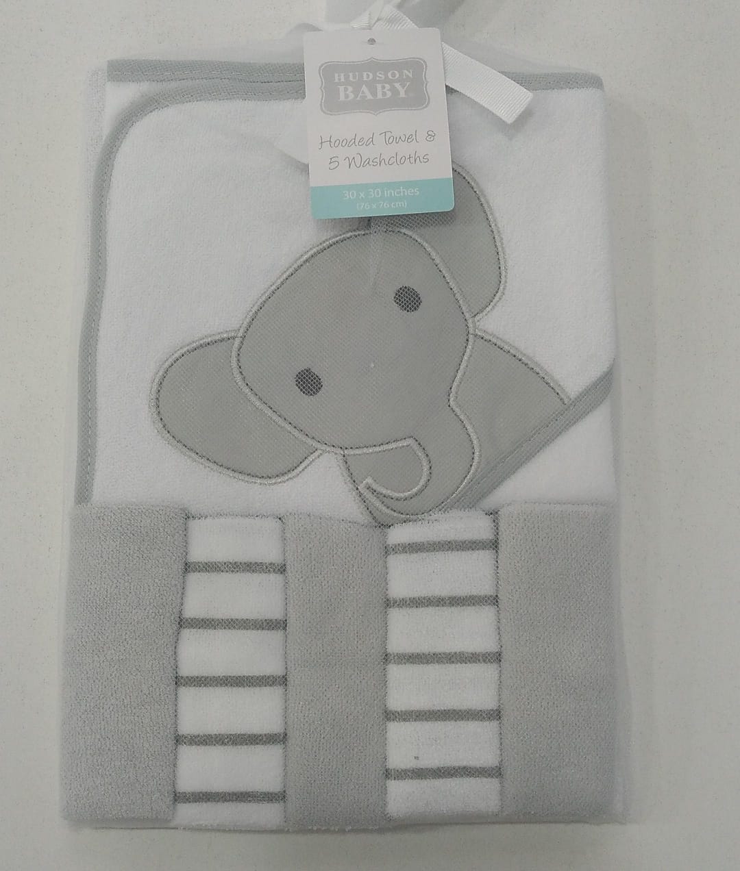 Hudson baby hooded towel washcloth (modern elephant