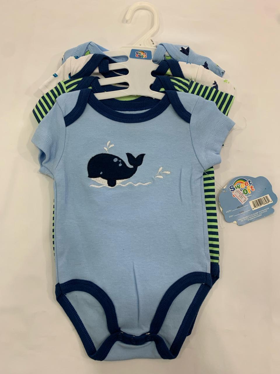 Sweet n soft 4pk blue whale onesie