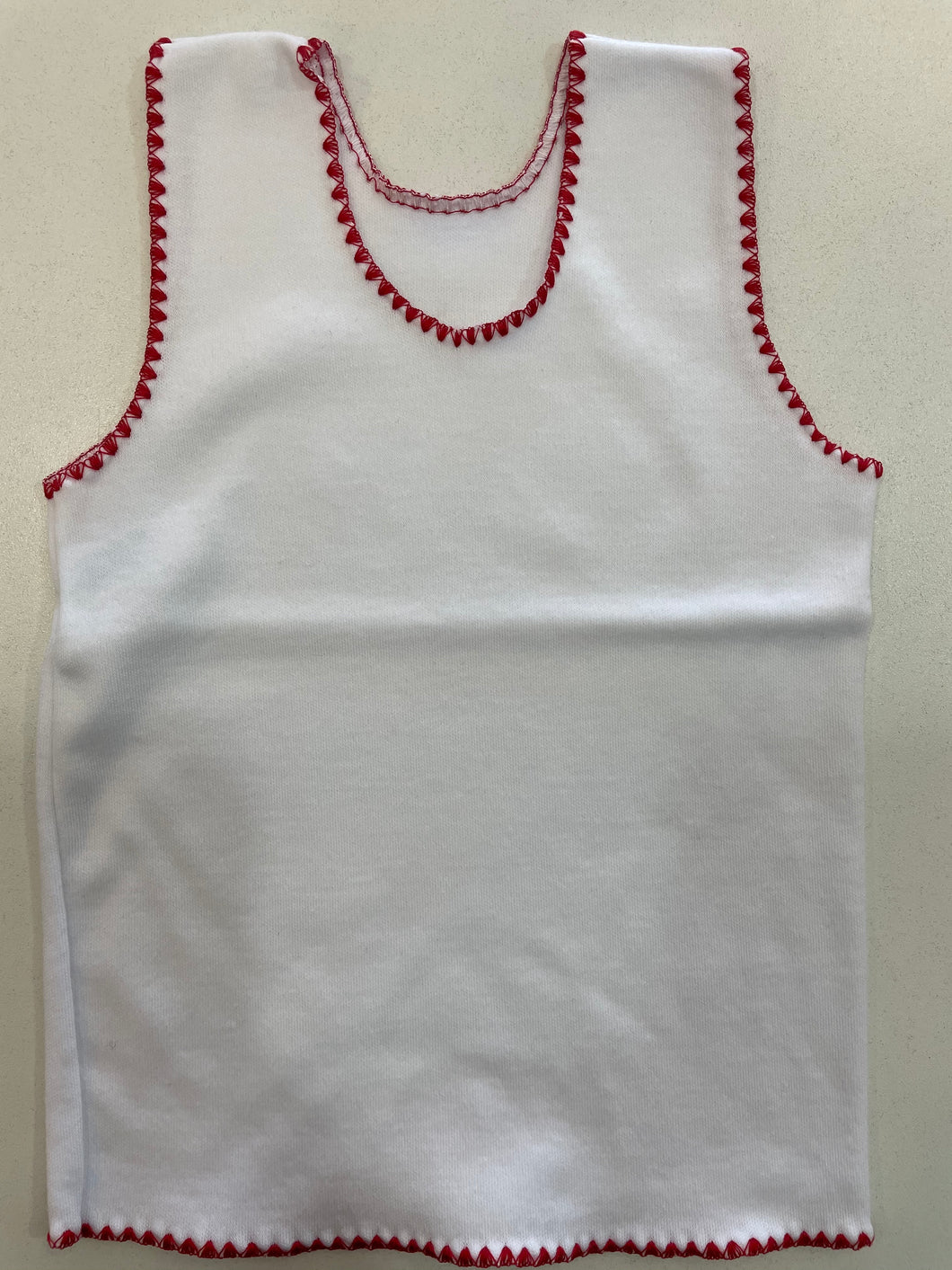 Plain White Vest With Colored Threading