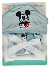 Load image into Gallery viewer, Disney Baby Mickey Mouse Hooded Towel &amp; Washcloth Set
